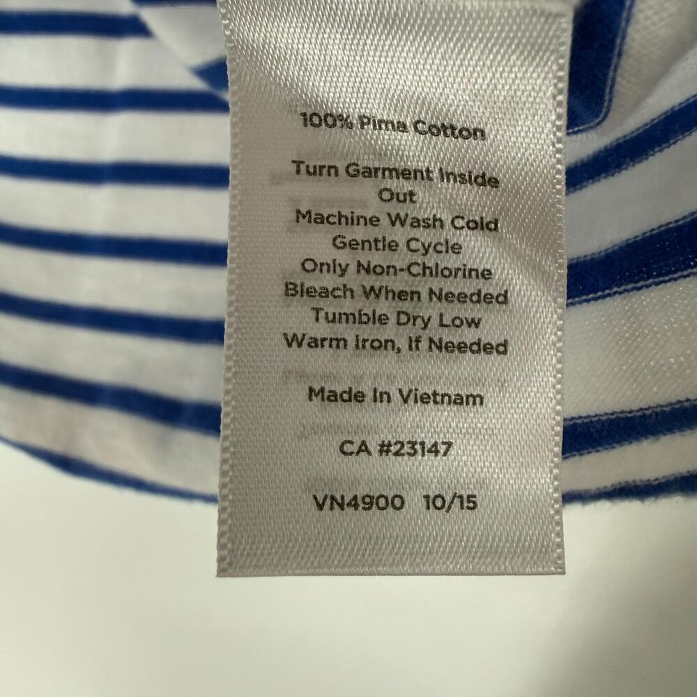Talbots Sequin Lemon Slice Striped T-Shirt Womens M Blue White Short Sleeve Pima - Picture 5 of 5